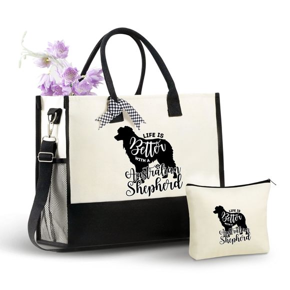 Australian Shepherd Gifts Canvas Tote Bag, With Top Zier Closure And :[ - Picture 1 of 7